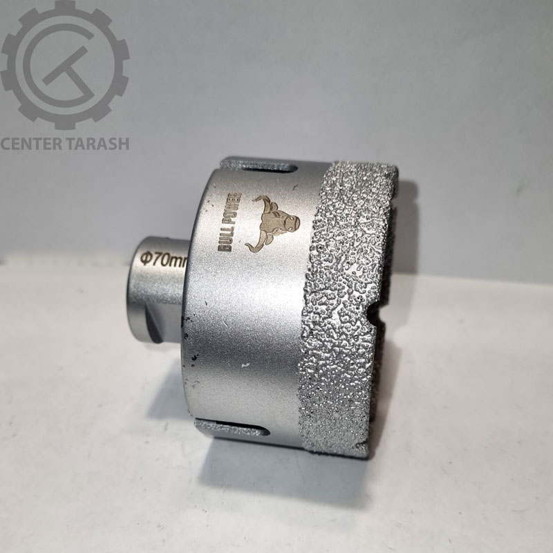 گردبر سرامیک و پرسلان سایز ۷۰ میلی‌متر Bull Power دنباله M14 بدنه کربن استیل برای سوراخکاری دقیق سطوح سخت